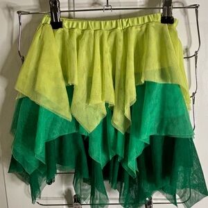 Celebrate It Asymmetrical Skirt in Lime and Emerald